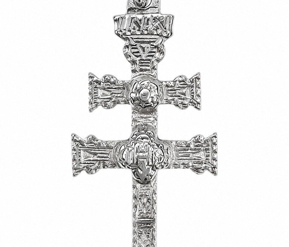CRUZ CARAVACA ORO BLANCO 18K RELIEVE