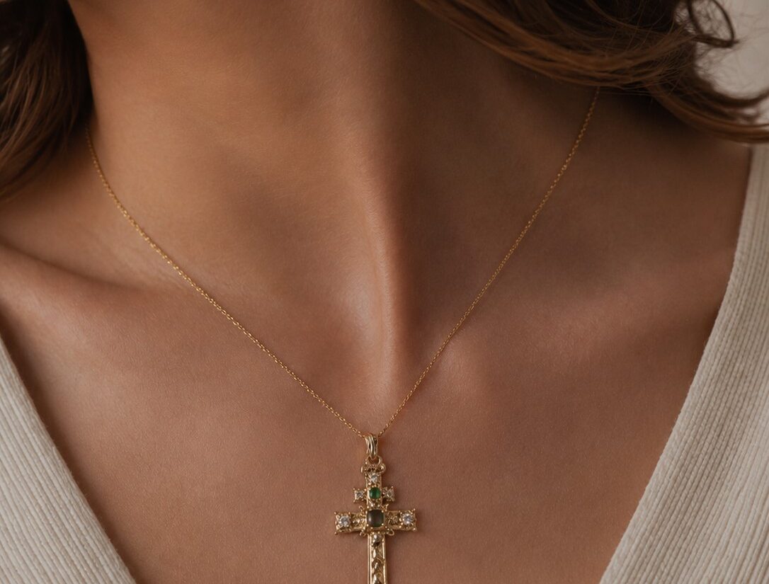 CRUZ CARAVACA ORO 18K VERDE