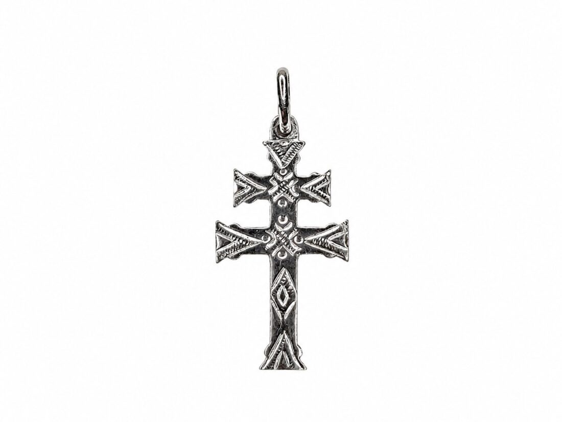 CRUZ CARAVACA ORO BLANCO 18K LISA