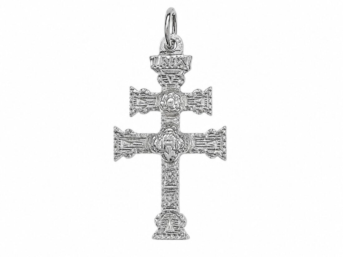 CRUZ CARAVACA ORO BLANCO 18K RELIEVE