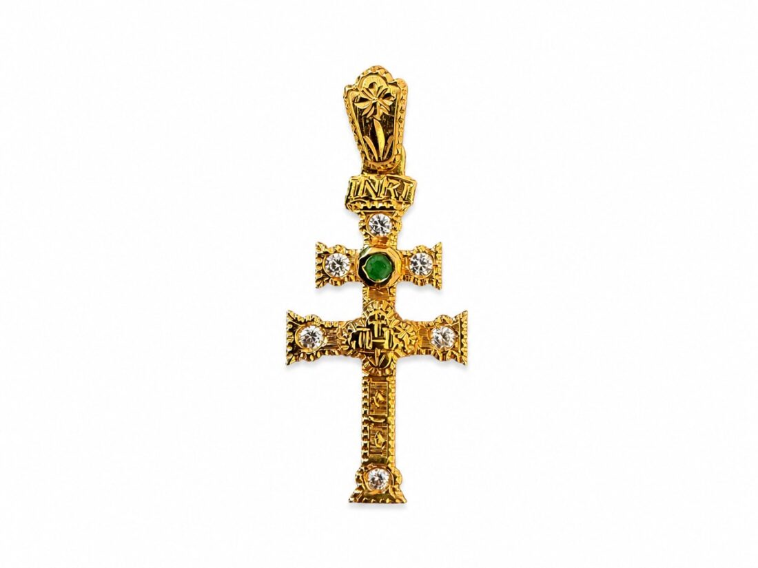 CRUZ CARAVACA ORO 18K VERDE