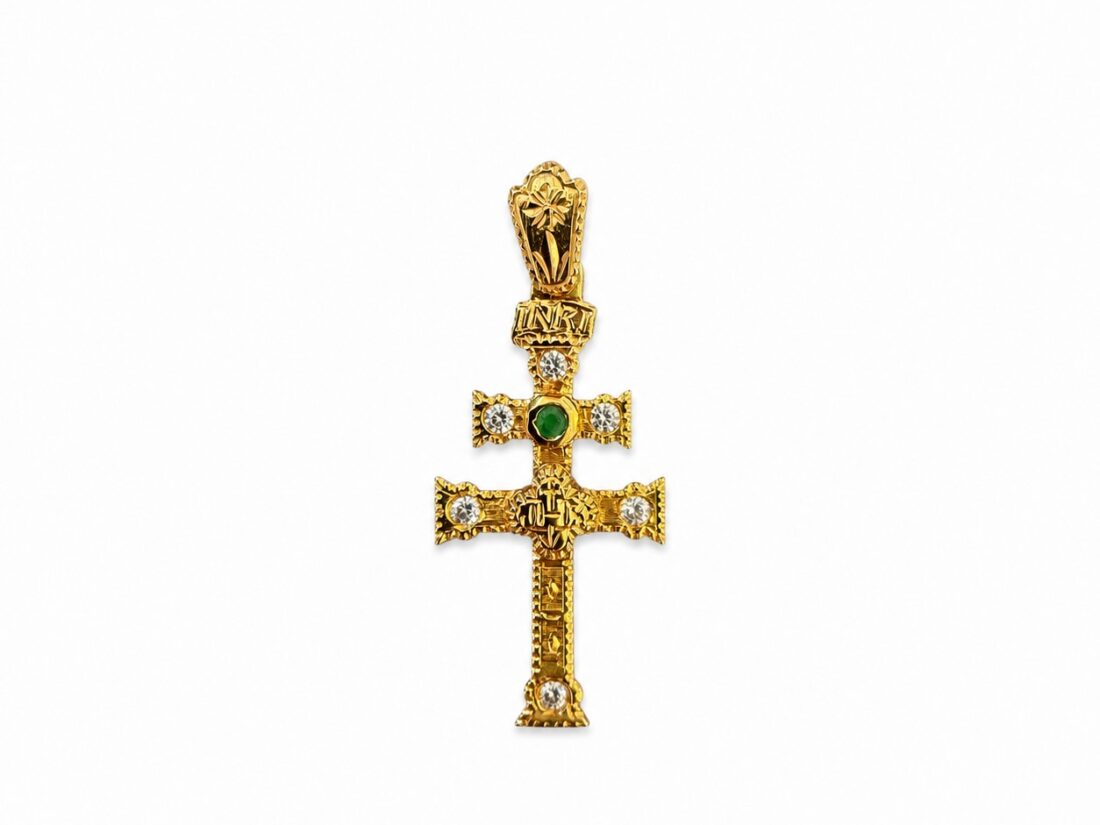 CRUZ CARAVACA ORO 18K VERDE