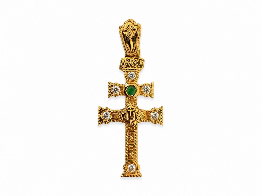 CRUZ CARAVACA ORO 18K VERDE