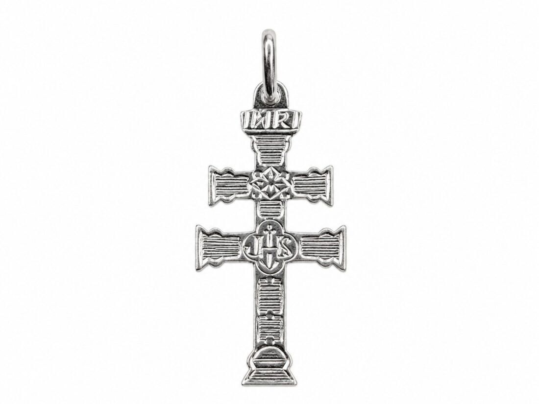 CRUZ CARAVACA ORO BLANCO 18K LISA