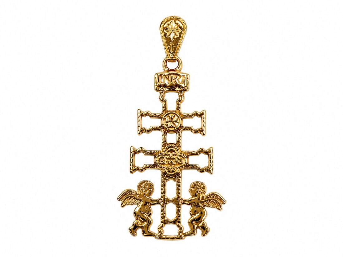 CRUZ CARAVACA ORO 18K CALADA ÁNGELES