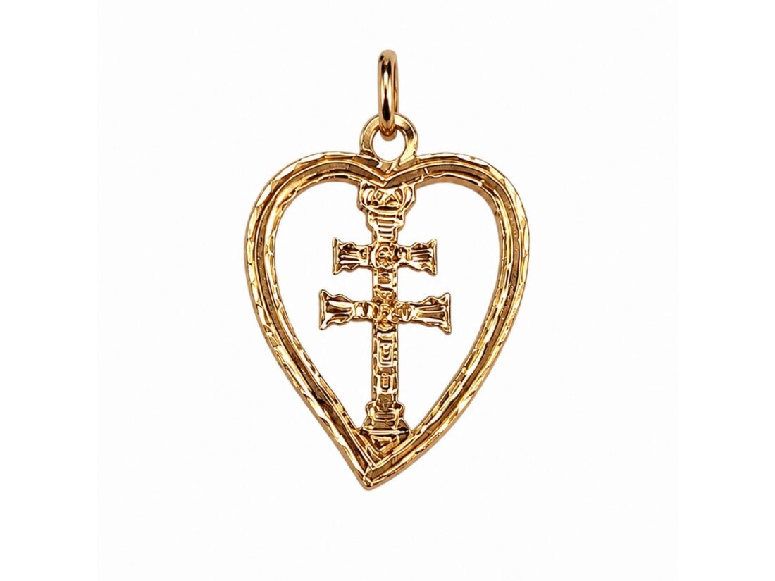 CRUZ CARAVACA ORO 18K CORAZÓN